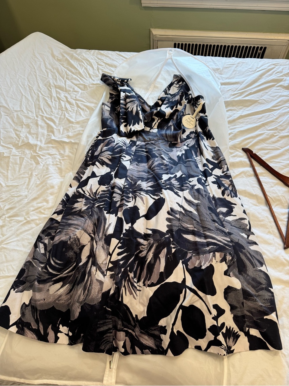 BHLDN Anthro Black & White Floral Dress Tracey Reese Hope for Flowers